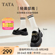 他她（TATA）厚底老花JK硬糖樂福鞋女一腳蹬英倫皮鞋2024新款JAA01CA3 黑色 39