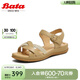 Bata一字帶涼鞋女2025夏季商場(chǎng)新款羊皮百搭厚底軟底涼鞋AVX07BL5 杏/淺金 37