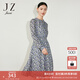 玖姿（JUZUI）愛(ài)心碎花印花連衣裙女裝春款收腰顯瘦裙子紫色 花紋淺紫 XL