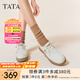 他她（TATA）QQ軟糖英倫單鞋女真皮厚底牛津鞋小皮鞋豆豆鞋新7A421CM4 7A421CM4米白（踩跟款） 36
