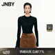JNBY/江南布衣秋冬美麗諾羊毛針織衫女圓領(lǐng)撞色拼接毛衣5O0312880 095/黑褐色組合 M