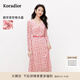 珂萊蒂爾2025氣質優(yōu)雅法式V領修身印花連衣裙女 中玫紅 M