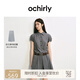 歐時(shí)力OCHIRLY 襯衫領(lǐng)百褶連衣裙女氣質(zhì)感通勤配腰帶2025夏季新品 灰格 M