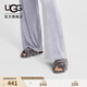 UGG秋季女士舒適時(shí)尚交叉平底露趾茸茸居家室外休閑拖鞋 1123572 CHRC | 炭灰色 37