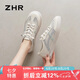 ZHR夏季小白鞋女真牛皮百搭網(wǎng)洞鞋女透氣女鞋輕便休閑 A67E 米灰 37