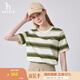 哈吉斯（HAZZYS）女裝 夏款女士寬松條紋圓領(lǐng)T恤衫女ASTSE0BBE58 卡其色KK L (165/88A 40)