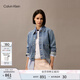 Calvin KleinJeans25春夏女士ck美式潮流翻卷袖口純棉牛仔夾克外套44B742G WBR-牛仔淺藍(lán) XS