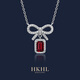 HKHL 【附證書(shū)】925銀紅寶石項鏈女款蝴蝶結方糖鎖骨鏈生日禮物送老婆 方糖紅寶石項鏈【證書(shū)+輕奢禮盒】
