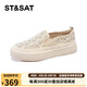 星期六（St&Sat）女鞋春季舒適戶外百搭一腳蹬休閑漁夫鞋 金色 37 