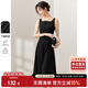 尚都比拉秋季方領(lǐng)吊帶連衣裙中長(cháng)款氣質(zhì)赫本風(fēng)小黑裙 黑色 M 