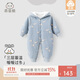乖奇熊男女寶寶夾棉連體衣冬季保暖嬰兒哈衣爬服外出連帽棉服冬裝