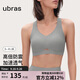 ubras鐳射打孔鏤空美背中強度背勾運動(dòng)文胸女士?jì)纫屡疅o(wú)鋼圈沉靜灰色L