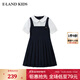 E·LAND KIDS海鹽少衣戀女童連衣裙25年夏季學(xué)院風(fēng)娃娃領(lǐng)百褶 Navy藏青色/59 140 cm