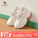 駱駝（CAMEL）老爹鞋女潮酷網(wǎng)布皮面拼接雙系帶厚底休閑鞋 L24S283079 米白 37