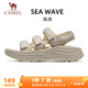 駱駝（CAMEL）海浪運動(dòng)涼鞋女透氣厚底魔術(shù)貼沙灘鞋 X25B16L2039 米色 39
