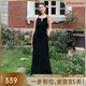 美洋（MEIYANG）夏涼掛脖連衣裙極簡(jiǎn)法式立裁收腰一字鏤空吊帶裙夏季新款氣質(zhì)裙子 黑色（常規版） L