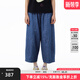 幻走（MOVEUP）2025夏季新款.FUN系列純棉丈根腰繡花章仔牛仔直筒褲女 牛仔藍 S