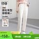 歐莎（OSA）知性通勤白色直筒牛仔褲女2025秋新款高腰顯瘦老爹煙管褲子百搭 淺杏色 L