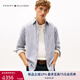 TOMMY HILFIGER25新款秋冬男裝純棉休閑通勤小繡標(biāo)條紋長(zhǎng)袖襯衫外套40471 灰藍(lán)白條紋0A4 M （推薦：135-150斤）