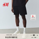 H&M男裝衛(wèi)褲秋季薄款寬松直筒運(yùn)動(dòng)跑步褲松緊腰休閑短褲1224295 黑色 S 170/80