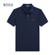 拉夫勞倫Ralph Lauren夏季純棉翻領(lǐng)小馬標(biāo)短袖POLO衫半袖保羅T恤 寶藍(lán)-紅標(biāo) S （建議85-105斤）