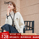 百圖betu女裝秋冬新款短外套韓版顯瘦V領(lǐng)長袖小香風(fēng)外套女2310T61 米白 M