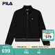 FILA 斐樂(lè )官方女士針織長(cháng)袖外套2025夏新款時(shí)尚休閑簡(jiǎn)約寬松上衣 正黑色-BK M 165/84A/M
