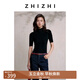 致知ZHIZHI 涵嵐 全羊毛半高領(lǐng)中袖無(wú)縫打底25年秋季新款柔軟親膚 黛黑（可機(jī)洗） S