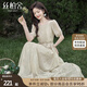 絲柏舍系帶連衣裙2024夏裝新款女裝優(yōu)雅甜美壓褶印花長(zhǎng)裙