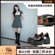 MIO【張婧怡同款】米奧春季超高跟單鞋蝴蝶搭扣淺口瑪麗珍鞋女 黑色 36