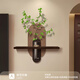 中古風(fēng)電視背景墻掛畫(huà)水培綠植餐廳墻裝飾畫(huà)復古高級感立體砂巖畫(huà) 雅園如夢(mèng) 40*35cm 雙層立體砂巖畫(huà)（送玻璃花瓶+仿真綠植）