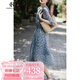 clotho Rennie品牌女裝碎花連衣裙女2025夏季新款氣質(zhì)收腰遮肚顯瘦雪紡中長(cháng)款 碎花 L