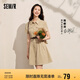 森馬連衣裙女收腰襯衫裙復古休閑夏季美拉德純色短裙101324114030
