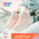 特步（XTEP）兒童童鞋女童小童革面星星氣泡旋鈕扣棉鞋 水粉色/微波藍 32碼