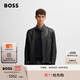 BOSS博斯男士紋理羊皮革常規皮衣夾克 001-黑色 L (50)