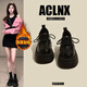 ACLNX厚底粗跟小皮鞋女2026年春夏新款單鞋女大頭系帶加絨瑪麗珍樂(lè )福鞋 黑色-啞光【加絨加厚】 38 (240mm)