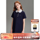 ELLE KIDS童裝 繡花娃娃領(lǐng)連衣裙女童夏季新款法式復古風(fēng)精致裙子 藏青 165 (M)