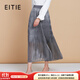 愛特愛（EITIE）商場(chǎng)同款流光細(xì)閃百褶裙2025秋季新款金屬感高腰半身裙C2506808 炭灰53 L (165)