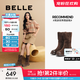 百麗（Belle）周游世界復(fù)古絨面西部靴女2025冬新商場(chǎng)款厚底休閑靴E6G2DDZ5 啡色 37