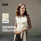 森馬[商場(chǎng)同款]POLO衫女短款拼色插肩袖2024新款秋季修身上衣顯瘦 白咖色調00315 M
