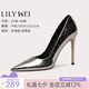 Lily Wei尖頭細跟時裝高跟鞋性感百搭槍色職業(yè)單鞋大碼情人節(jié)禮物 槍色【跟高10cm】 36