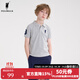 POLOWALK童裝男童短袖POLO衫2025夏季新款保羅運動(dòng)兒童翻領(lǐng)T恤上衣大馬標 灰色 170 cm