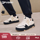 FILA FUSION斐樂(lè)潮牌女鞋BANK DX舒適場(chǎng)下滑板鞋時(shí)尚百搭小白鞋厚底鞋 古白色/黑-AB 36.5