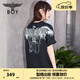 BOY LONDON【白羽入夜】春夏情侶款潮牌朋克時(shí)尚紫外線光變短袖T恤N01914 黑印藍(lán) （天空藍(lán)色光變印花） M
