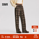 森馬休閑褲女格紋闊腿褲復(fù)古風(fēng)潮流2024新款冬季時(shí)尚仿呢長(zhǎng)褲鹽系 咖色調(diào)00355 L