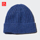 優(yōu)衣庫男裝女裝HEATTECH針織帽子毛線(xiàn)帽防寒保暖25秋冬新款481257 65 寶藍色 45cm