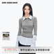 ANN ANDELMAN【明星同款】官方直營中長款拼接襯衫假兩件針織衫女 灰色 M