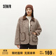 森馬（Semir）外套女冬仿兔毛拼接燈芯絨翻領(lǐng)寬松落肩上衣氣質(zhì)夾克107724108001
