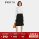 PORTS寶姿女裝2024春夏新款經(jīng)典時(shí)尚通勤蕾絲拼接三醋酸半身裙 黑色 XS (2)