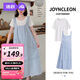 婧麒（JOYNCLEON）孕婦夏裝連衣裙背帶裙上衣兩件套薄款女士衣服2025超火重 白色T恤+藍(lán)色背帶裙 L